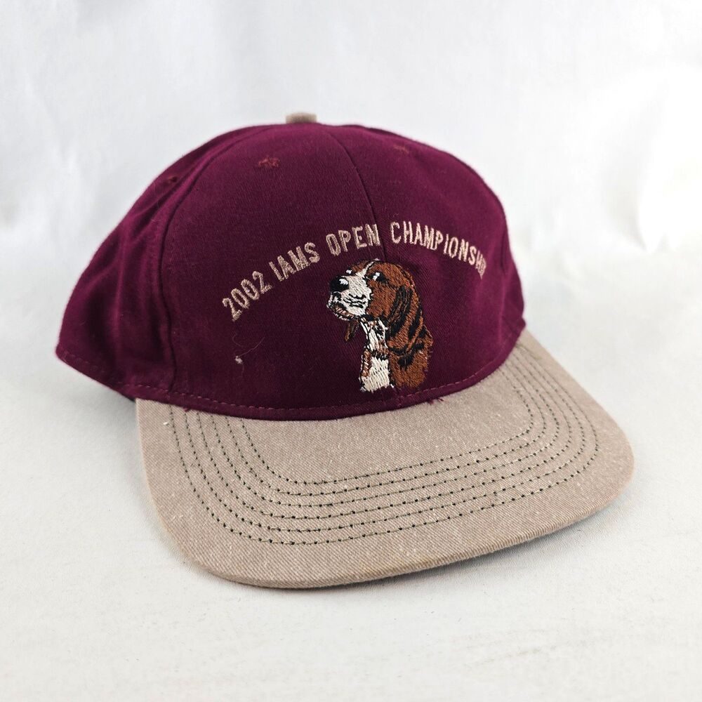 2002 Iams Open Championship Hat Maroon Tan Dog Embroidery Made USA Adjustable